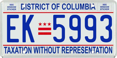 DC license plate EK5993