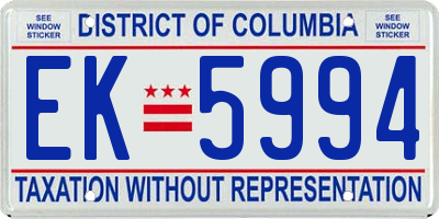 DC license plate EK5994