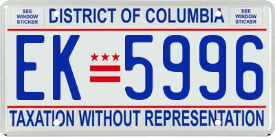 DC license plate EK5996