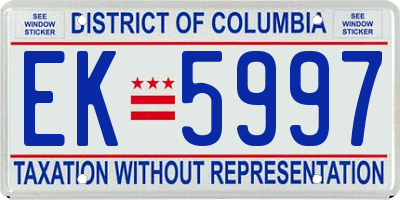 DC license plate EK5997