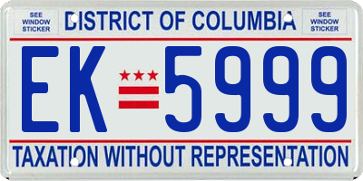 DC license plate EK5999