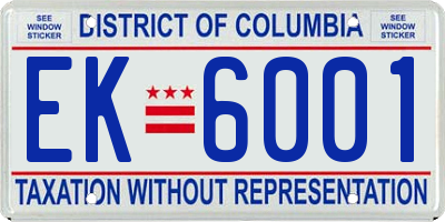 DC license plate EK6001