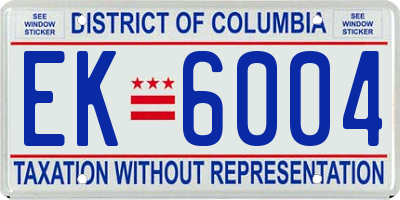 DC license plate EK6004