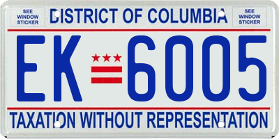 DC license plate EK6005