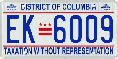 DC license plate EK6009