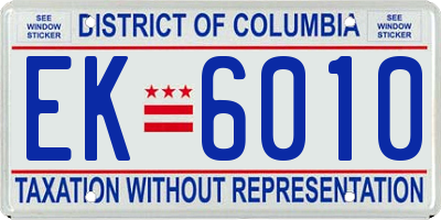 DC license plate EK6010