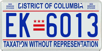 DC license plate EK6013