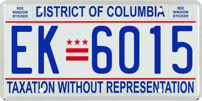 DC license plate EK6015