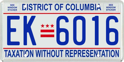 DC license plate EK6016