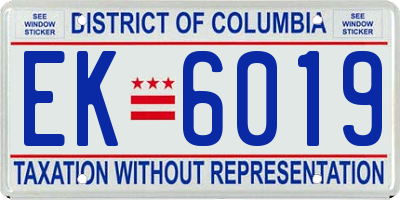 DC license plate EK6019