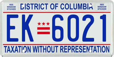 DC license plate EK6021