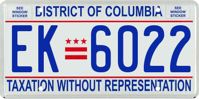 DC license plate EK6022