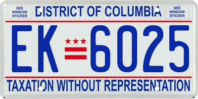 DC license plate EK6025