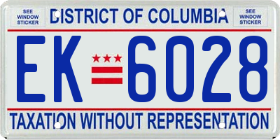 DC license plate EK6028