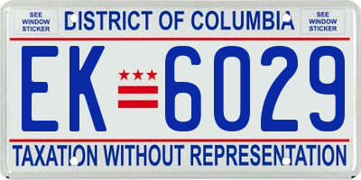 DC license plate EK6029