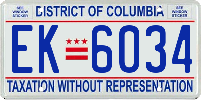 DC license plate EK6034