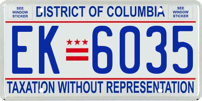 DC license plate EK6035