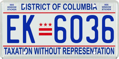 DC license plate EK6036