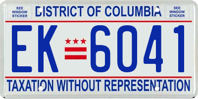 DC license plate EK6041