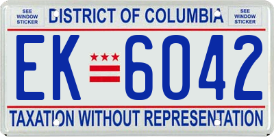 DC license plate EK6042