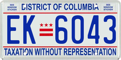 DC license plate EK6043