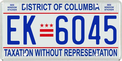 DC license plate EK6045