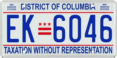 DC license plate EK6046
