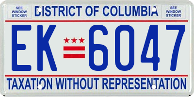 DC license plate EK6047