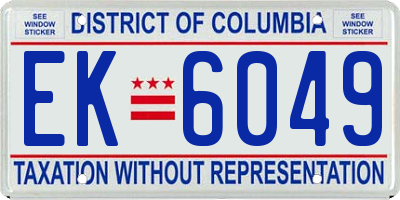 DC license plate EK6049