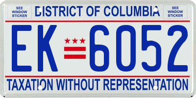 DC license plate EK6052