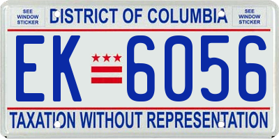 DC license plate EK6056