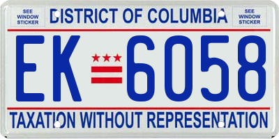 DC license plate EK6058