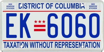 DC license plate EK6060