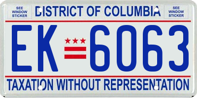 DC license plate EK6063