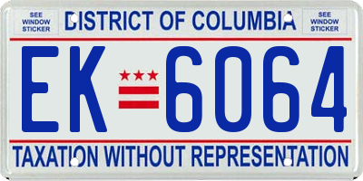 DC license plate EK6064