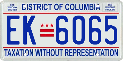 DC license plate EK6065