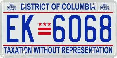 DC license plate EK6068