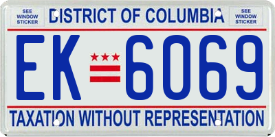 DC license plate EK6069