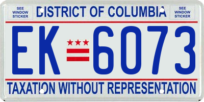 DC license plate EK6073