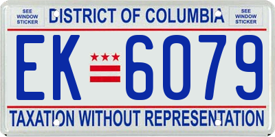 DC license plate EK6079