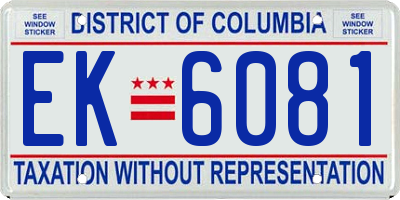 DC license plate EK6081
