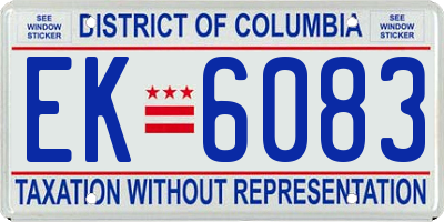 DC license plate EK6083
