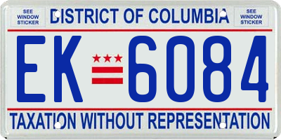 DC license plate EK6084