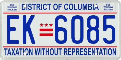 DC license plate EK6085