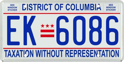 DC license plate EK6086