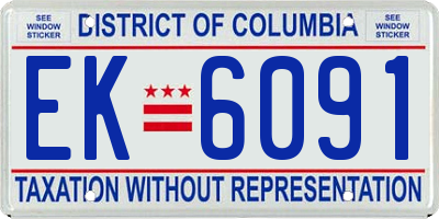 DC license plate EK6091