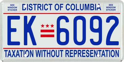 DC license plate EK6092