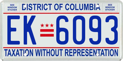 DC license plate EK6093