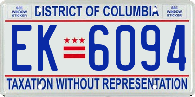 DC license plate EK6094