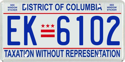 DC license plate EK6102